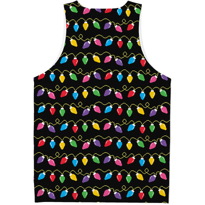 Pixel Christmas Lights Print Men's Tank Top