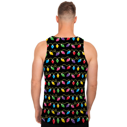 Pixel Christmas Lights Print Men's Tank Top