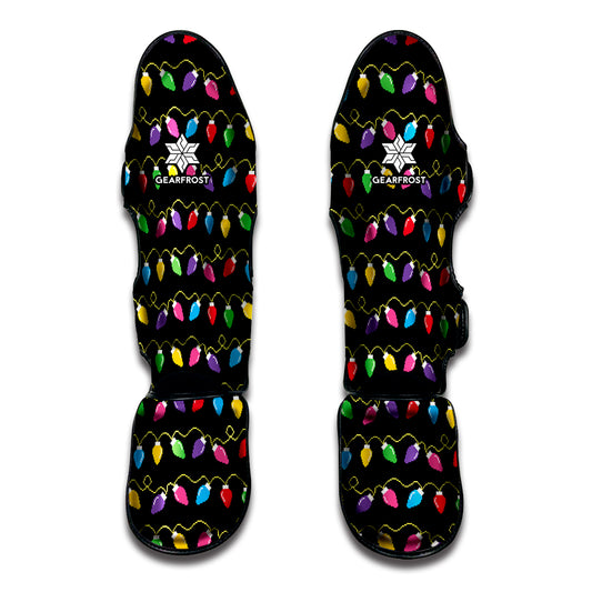 Pixel Christmas Lights Print Muay Thai Shin Guard