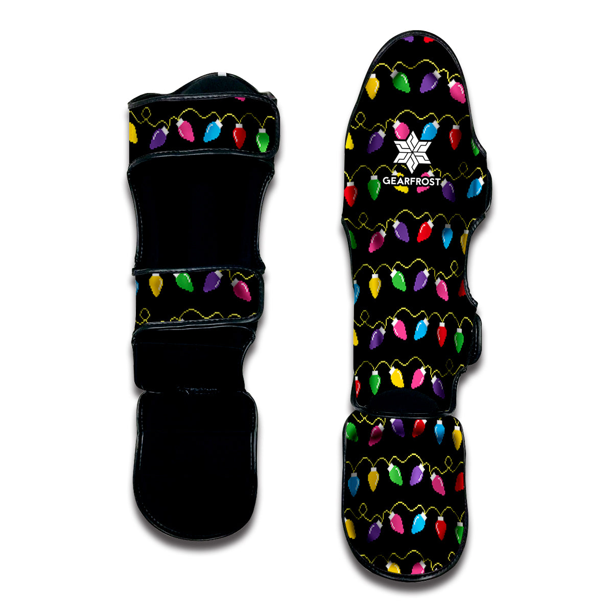 Pixel Christmas Lights Print Muay Thai Shin Guard