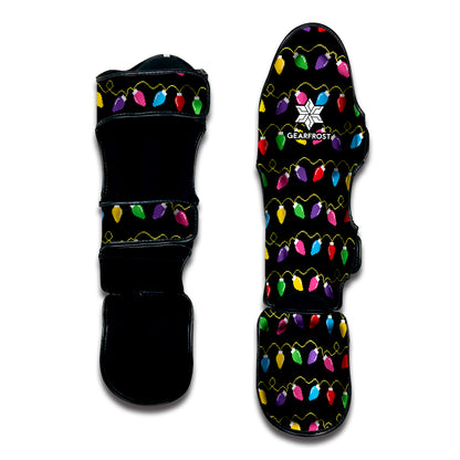 Pixel Christmas Lights Print Muay Thai Shin Guard