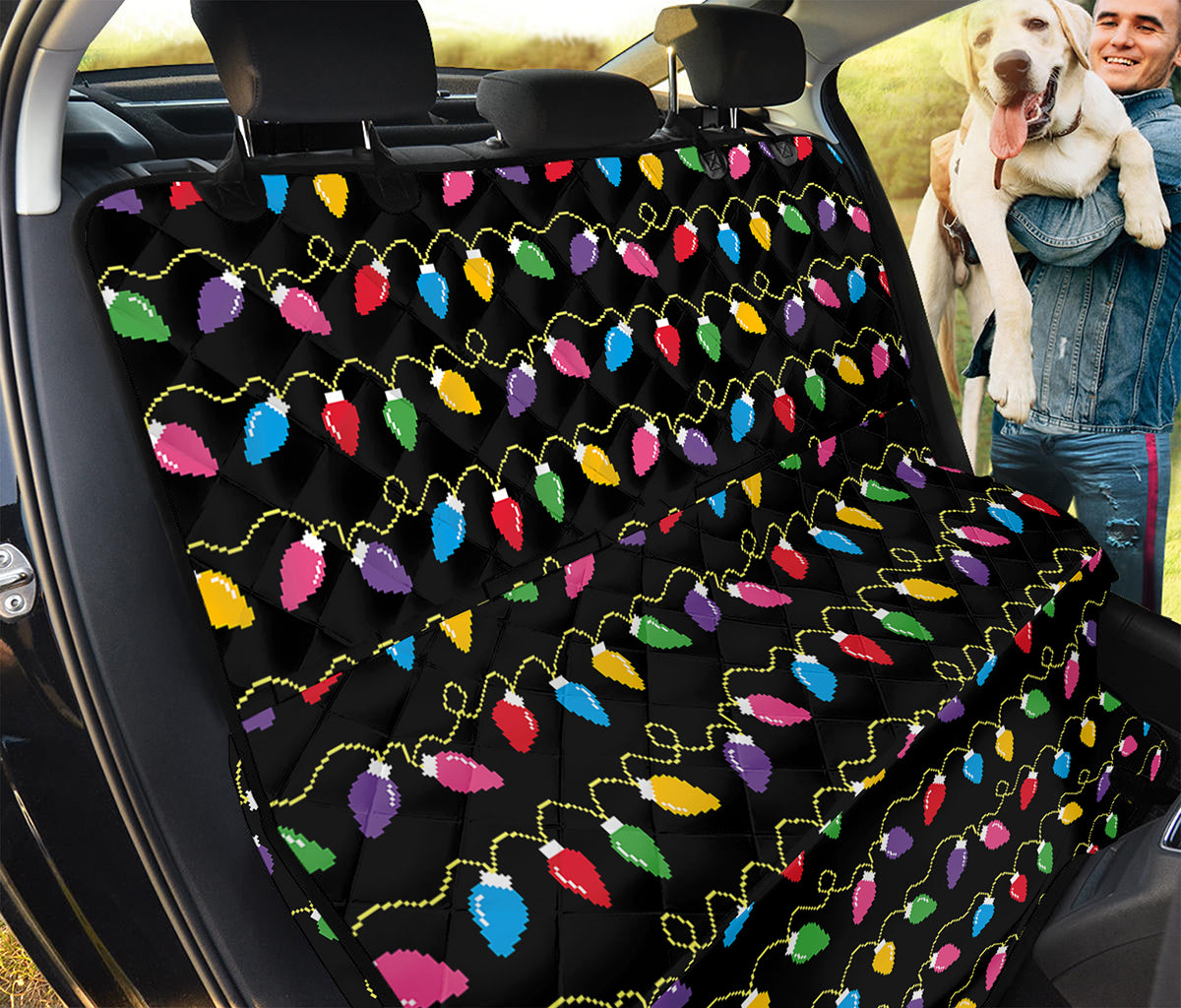 Pixel Christmas Lights Print Pet Car Back Seat Cover