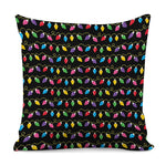 Pixel Christmas Lights Print Pillow Cover