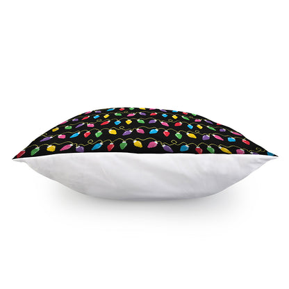 Pixel Christmas Lights Print Pillow Cover