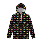 Pixel Christmas Lights Print Pullover Hoodie