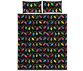 Pixel Christmas Lights Print Quilt Bed Set