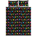 Pixel Christmas Lights Print Quilt Bed Set