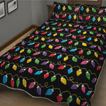 Pixel Christmas Lights Print Quilt Bed Set