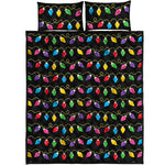 Pixel Christmas Lights Print Quilt Bed Set