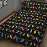Pixel Christmas Lights Print Quilt Bed Set