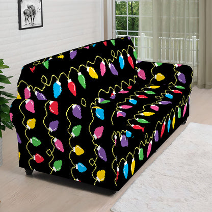 Pixel Christmas Lights Print Sofa Cover