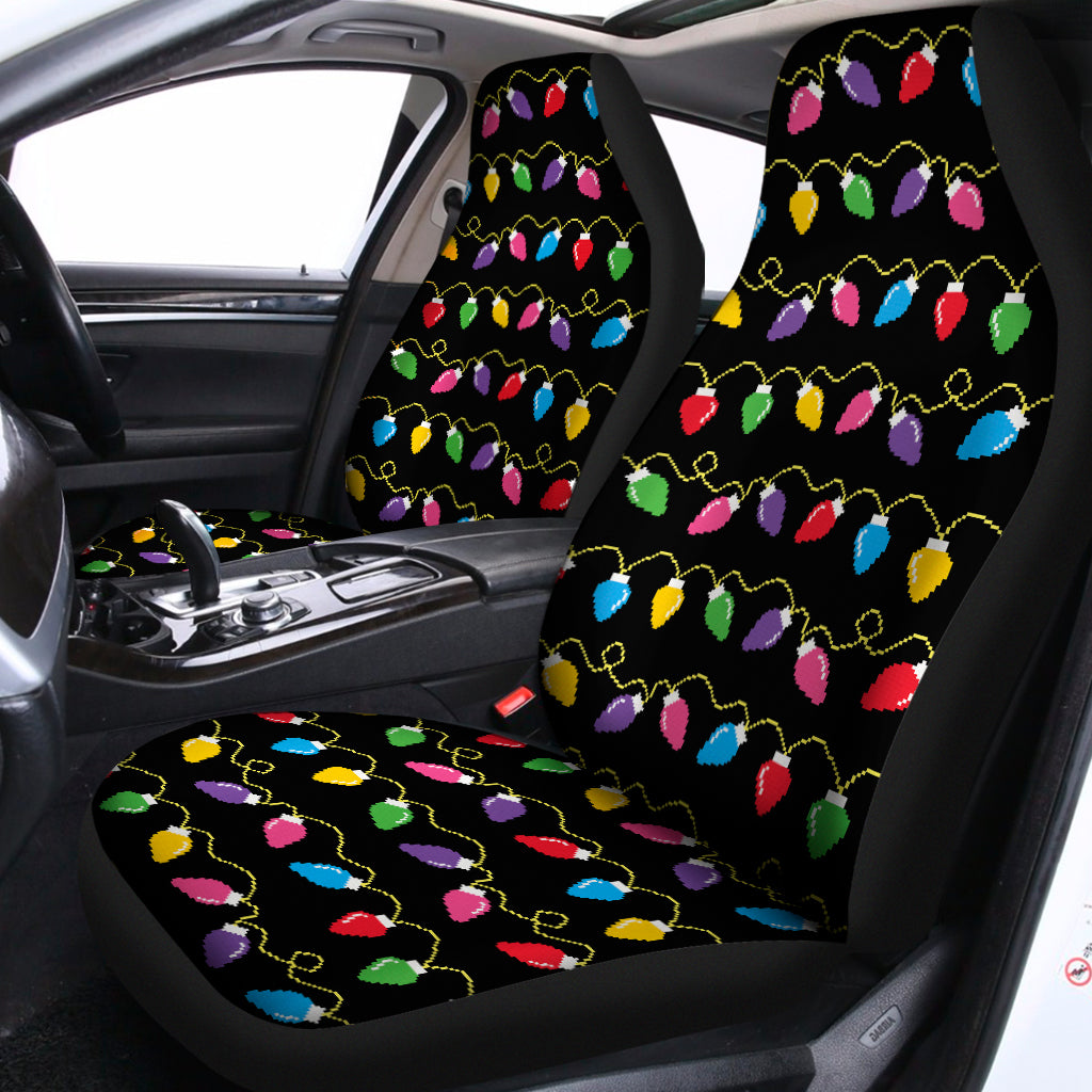 Pixel Christmas Lights Print Universal Fit Car Seat Covers