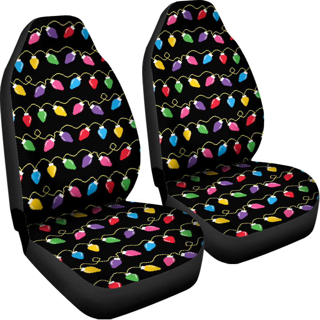 Pixel Christmas Lights Print Universal Fit Car Seat Covers