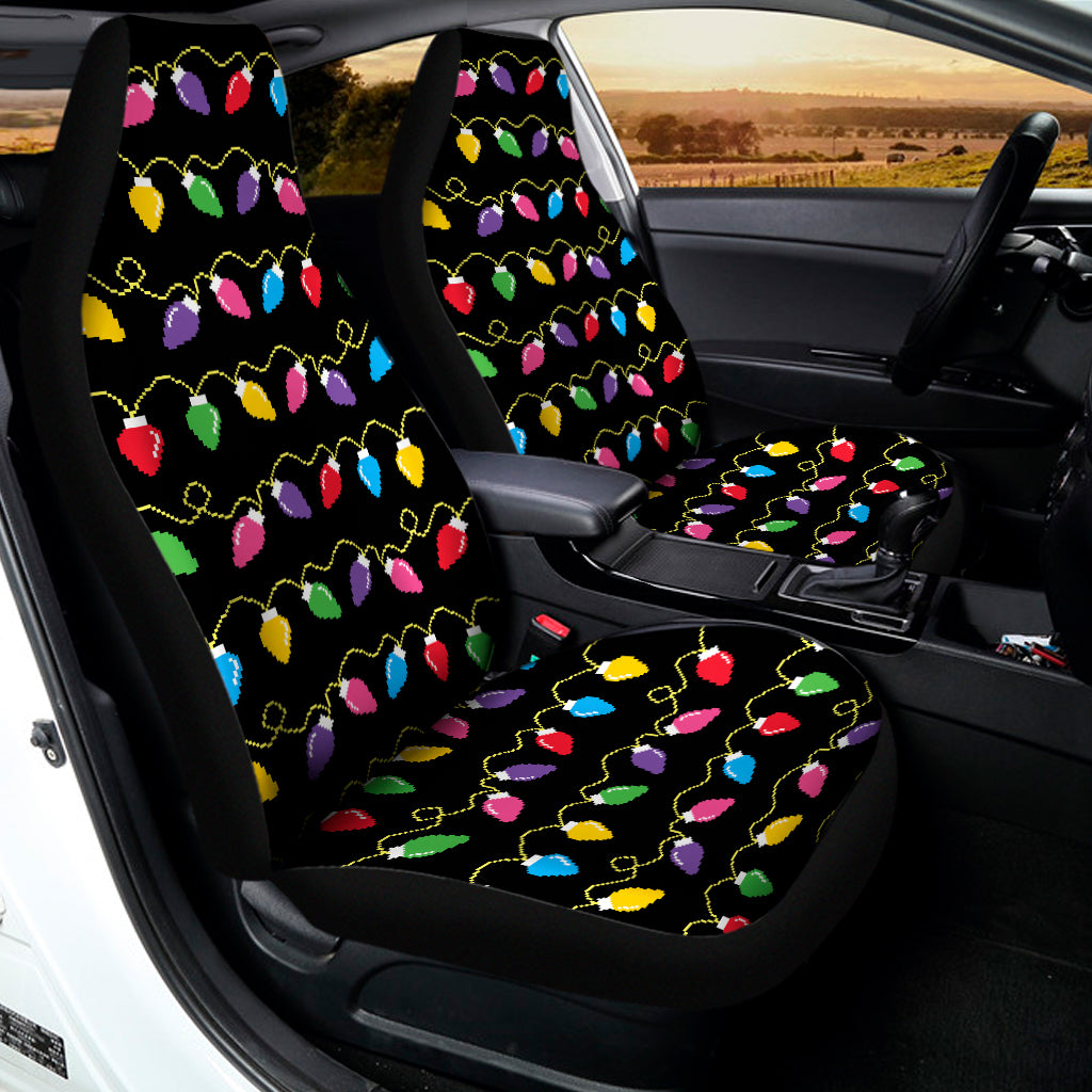 Pixel Christmas Lights Print Universal Fit Car Seat Covers