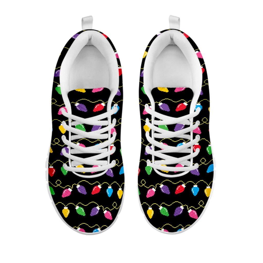 Pixel Christmas Lights Print White Sneakers