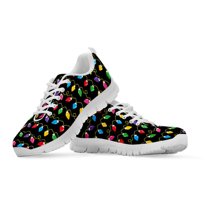Pixel Christmas Lights Print White Sneakers