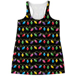 Pixel Christmas Lights Print Women's Racerback Tank Top
