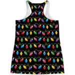 Pixel Christmas Lights Print Women's Racerback Tank Top