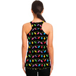 Pixel Christmas Lights Print Women's Racerback Tank Top
