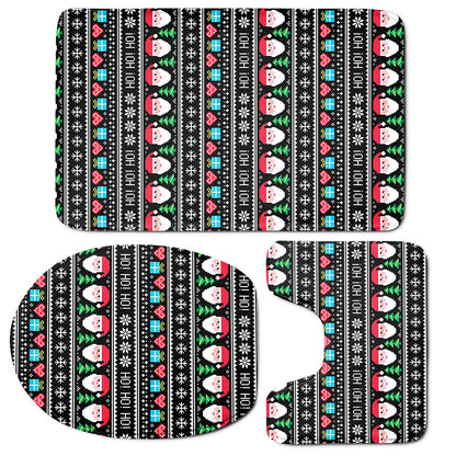 Pixel Christmas Santa Claus Print 3 Piece Bath Mat Set