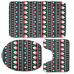 Pixel Christmas Santa Claus Print 3 Piece Bath Mat Set