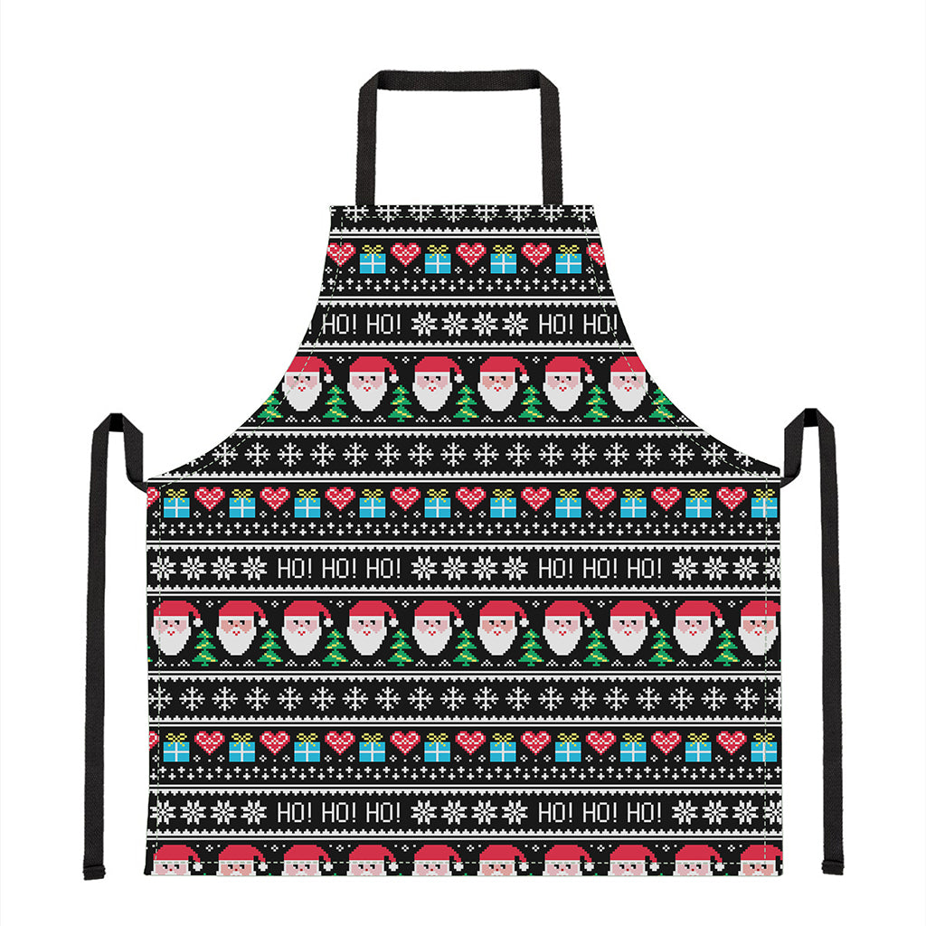 Pixel Christmas Santa Claus Print Apron