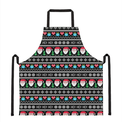 Pixel Christmas Santa Claus Print Apron