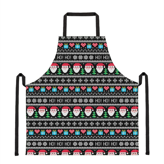Pixel Christmas Santa Claus Print Apron