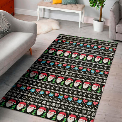 Pixel Christmas Santa Claus Print Area Rug