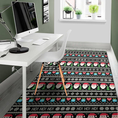 Pixel Christmas Santa Claus Print Area Rug