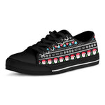 Pixel Christmas Santa Claus Print Black Low Top Shoes
