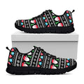 Pixel Christmas Santa Claus Print Black Running Shoes