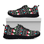 Pixel Christmas Santa Claus Print Black Sneakers