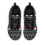 Pixel Christmas Santa Claus Print Black Sneakers