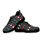Pixel Christmas Santa Claus Print Black Sneakers