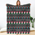 Pixel Christmas Santa Claus Print Blanket