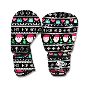 Pixel Christmas Santa Claus Print Boxing Gloves