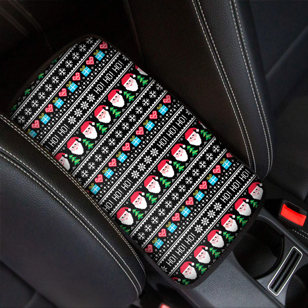 Pixel Christmas Santa Claus Print Car Center Console Cover