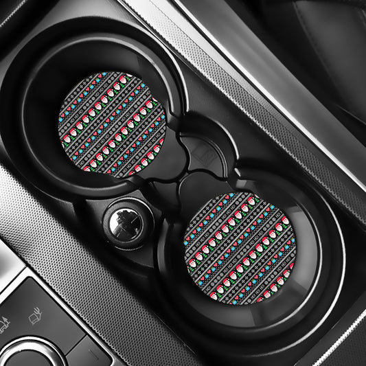 Pixel Christmas Santa Claus Print Car Coasters