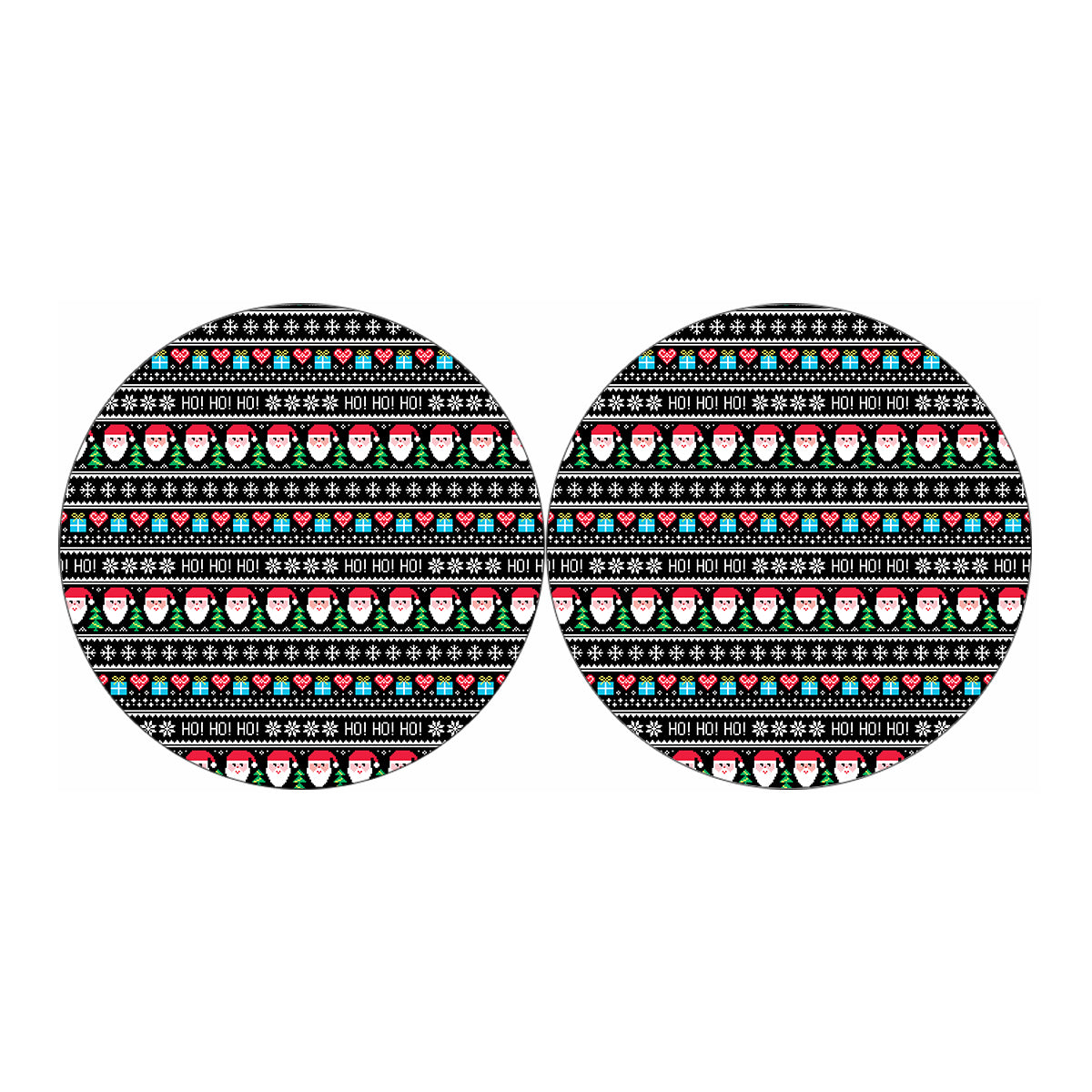 Pixel Christmas Santa Claus Print Car Coasters
