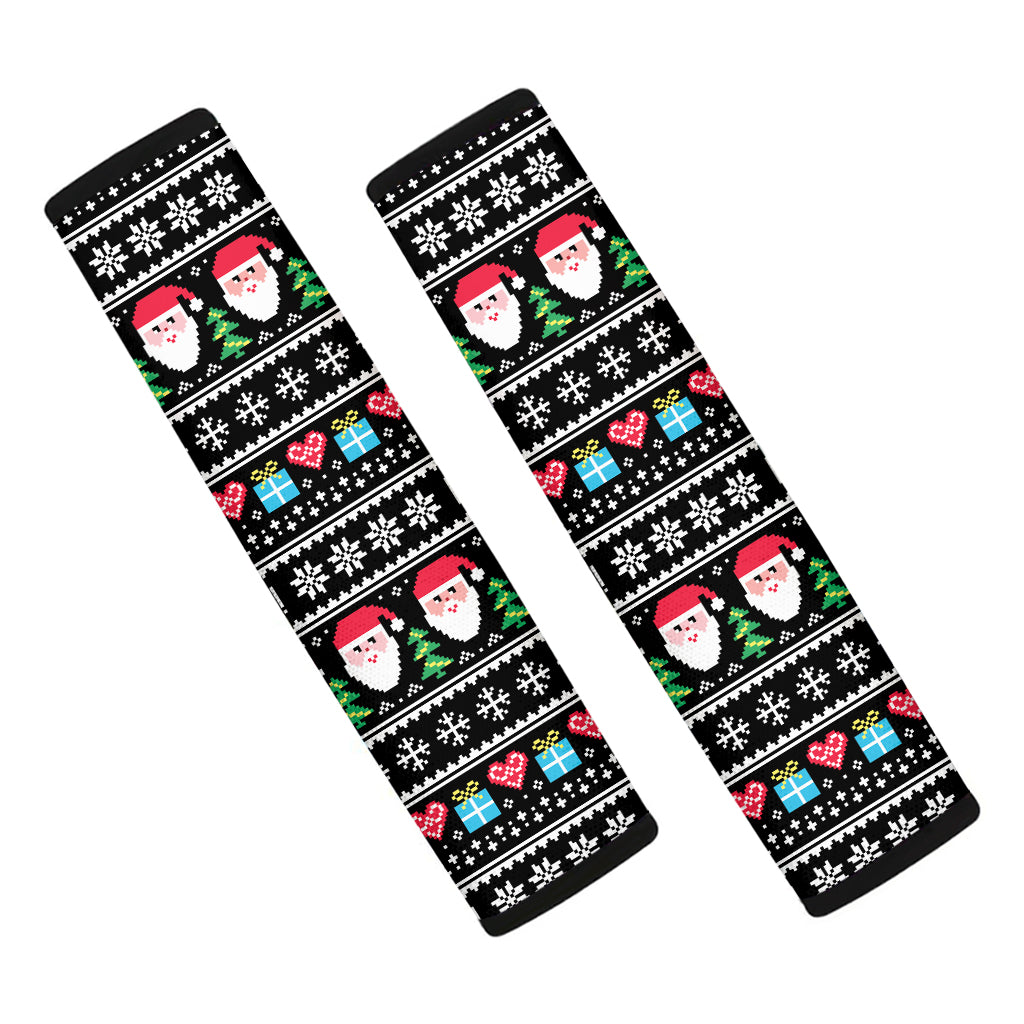 Pixel Christmas Santa Claus Print Car Seat Belt Covers