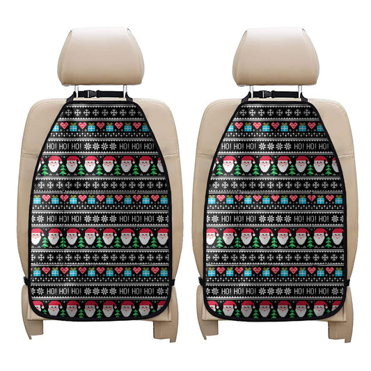 Pixel Christmas Santa Claus Print Car Seat Organizers