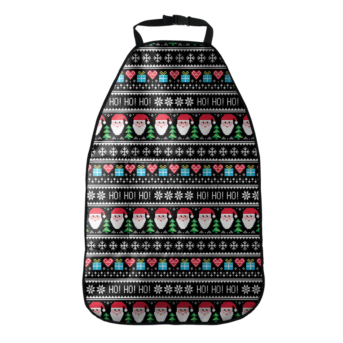 Pixel Christmas Santa Claus Print Car Seat Organizers