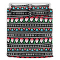 Pixel Christmas Santa Claus Print Duvet Cover Bedding Set