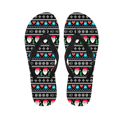 Pixel Christmas Santa Claus Print Flip Flops