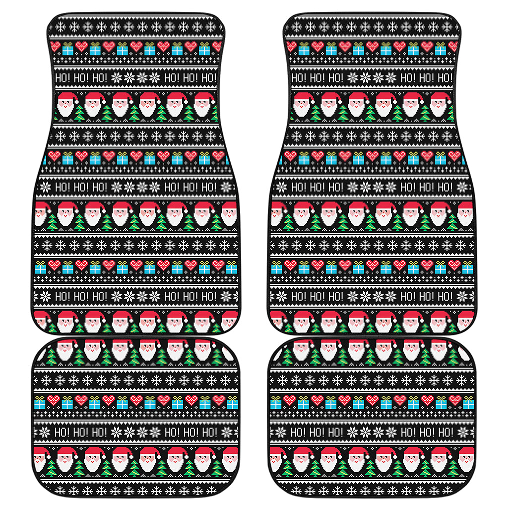 Pixel Christmas Santa Claus Print Front and Back Car Floor Mats