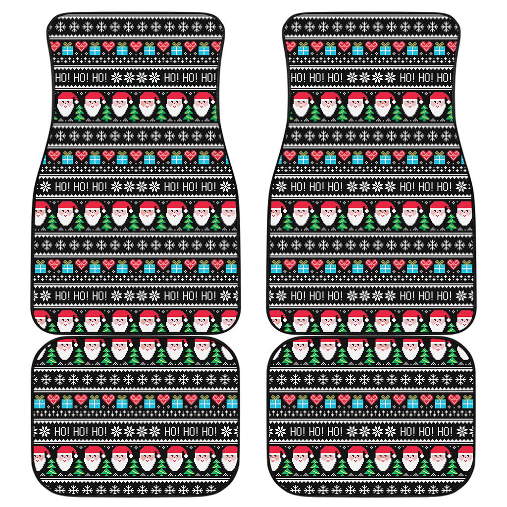 Pixel Christmas Santa Claus Print Front and Back Car Floor Mats