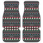 Pixel Christmas Santa Claus Print Front and Back Car Floor Mats