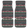 Pixel Christmas Santa Claus Print Front and Back Car Floor Mats