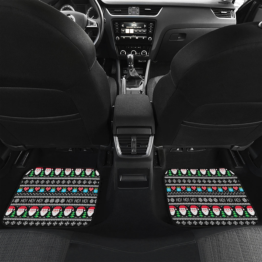 Pixel Christmas Santa Claus Print Front and Back Car Floor Mats